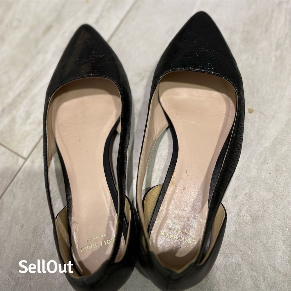 Cole Haan Women's Black Flats Size 7B Cut-Out Detail Casual Shoes